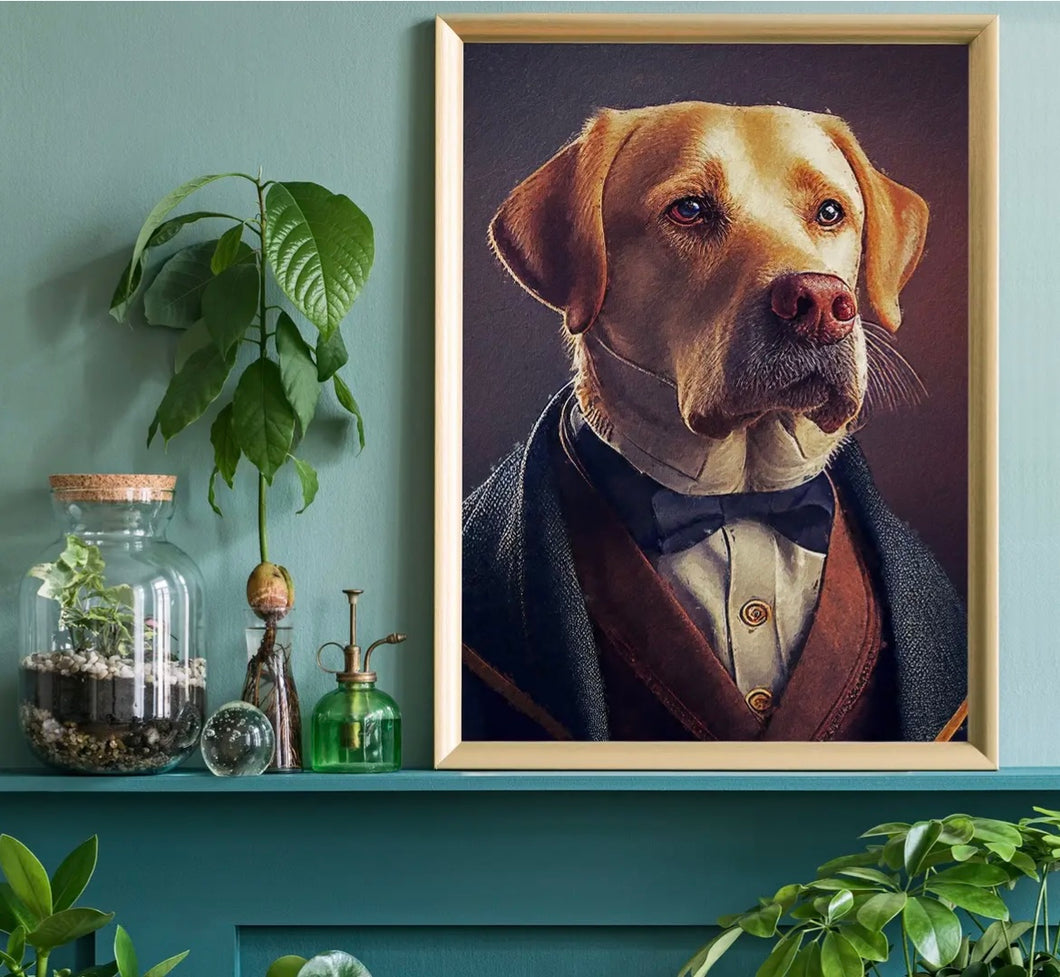 Prints portread o Labrador meen bo-tei / Portrait print of a Labrador in a bow tie
