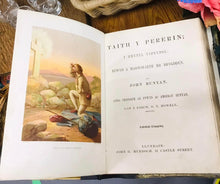 Load image into Gallery viewer, Copi Gwreiddiol Hynafol o ‘Taith y Pererin’ gan John Bunyon mewn câs lledr gydag ymylon a clasp brass / Antique original copy of ‘Taith y Pererin’ by John Bunyon leather bound with brass edgings and clasp
