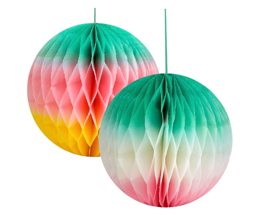 2 addurn honeycomb papur pastel / 2 pastel paper honeycomb decoration