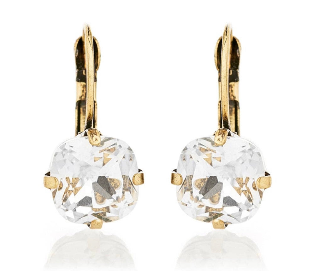 Clustlysau drop Crisial clir / Clear Crystal drop Earrings