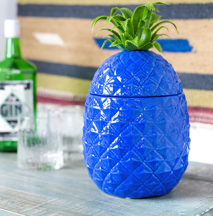 Bwced rhew glas Kitsch siâp Pinafal / Kitsch blue Pineapple shaped Ice Bucket