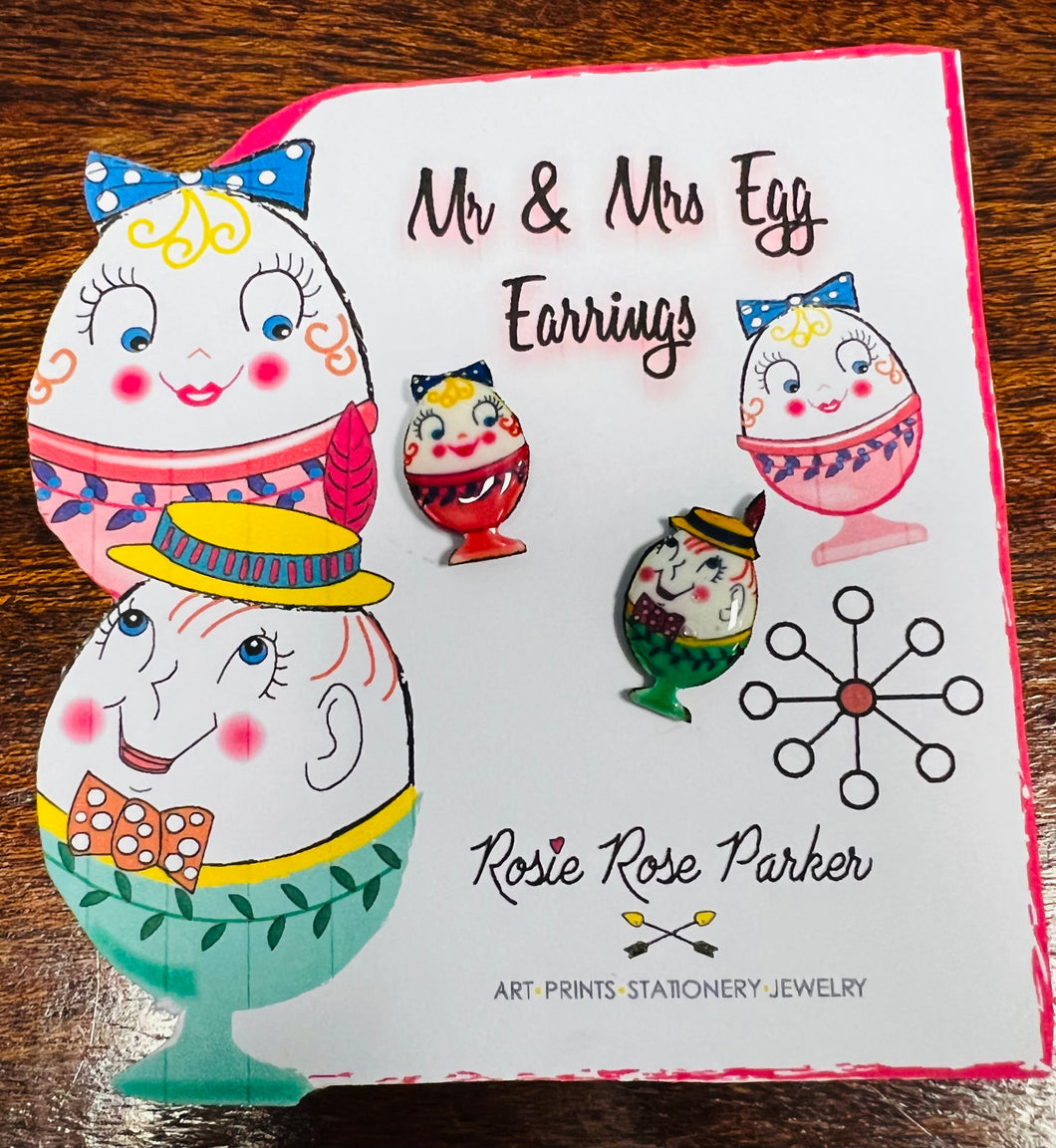 Clustlysau Mr & Mrs wy Kitsch / Kitsch Mr & Mrs egg earrings