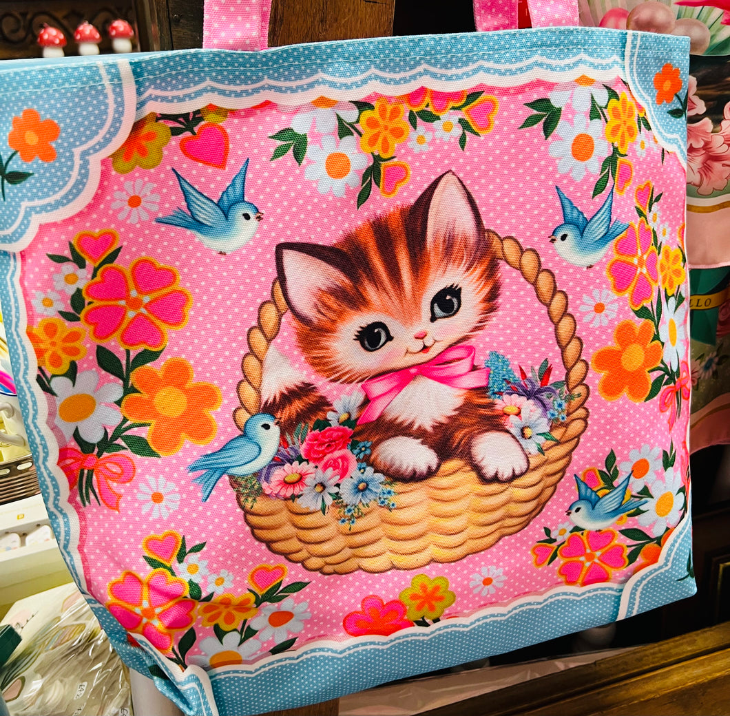 Bag Siopa cath fach ciwt Kitsch / Kitsch cute kitten Shopper
