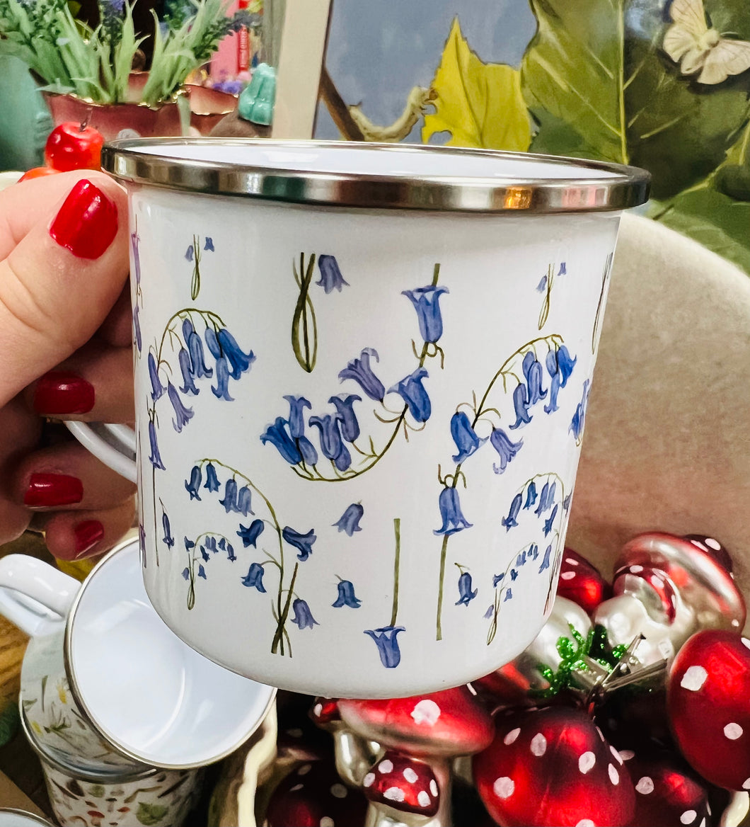 Cwpan campio enamel Clychau’r Gôg / Bluebells enamel camping cup