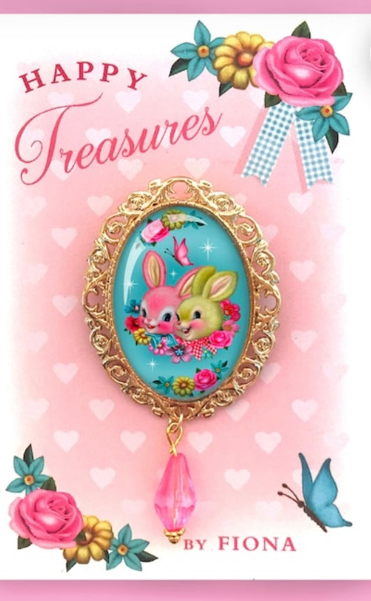 Broits Kitsch bwnis / Kitsch bunnies brooch