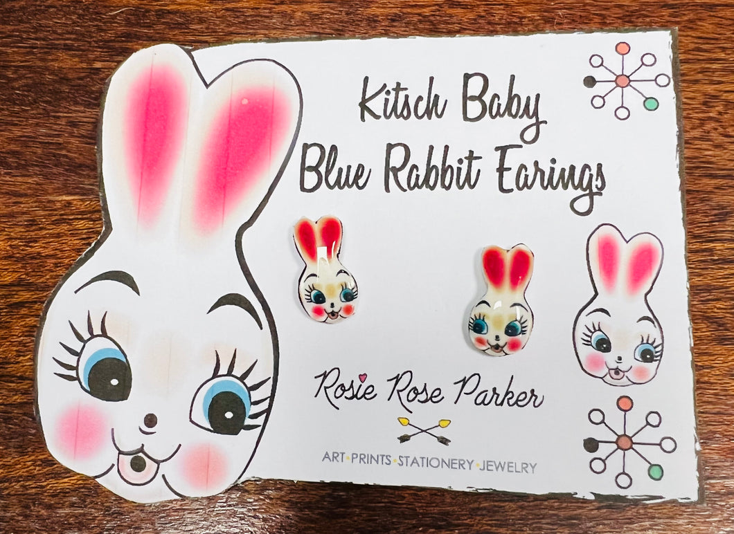 Clustlysau bwni  Kitsch / Kitsch bunny earrings