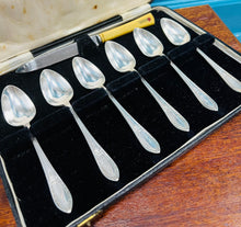 Load image into Gallery viewer, Set o 6 llwy grawnffrwyth a chyllell finiog Vintage yn eu bocs gwreiddiol / Set of 6 Vintage grapefruit spoons and serrated knive  in their original box
