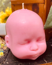 Load image into Gallery viewer, Canhwyllau persawrus pen babi dol lliwgar / Colourful baby doll’s head sented candles
