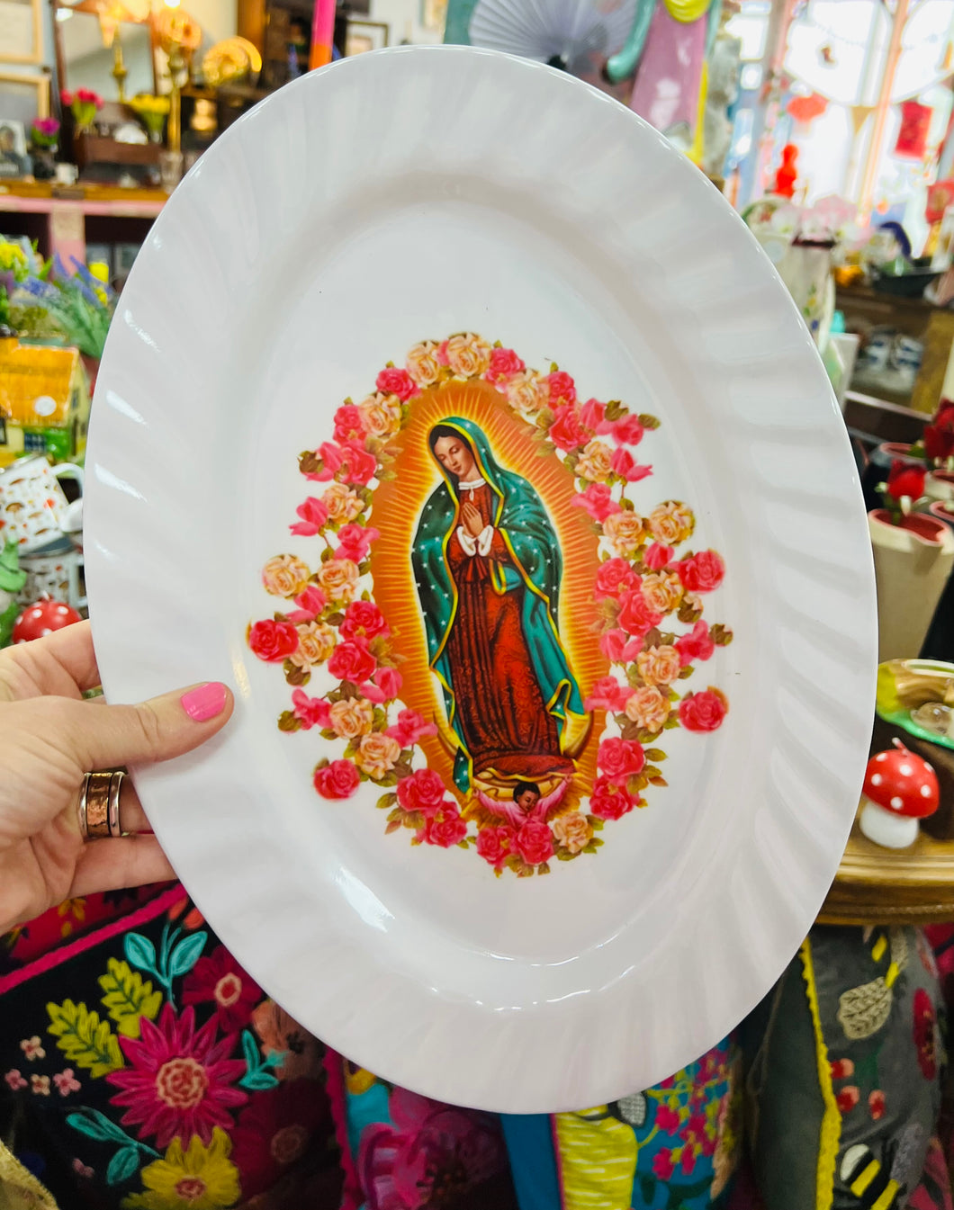 Hambwrdd Melamine hirgrwn Kitsch ‘Our Lady of Guadalupe’ / Kitsch oval ‘Our Lady of Guadalupe’ Melamine tray