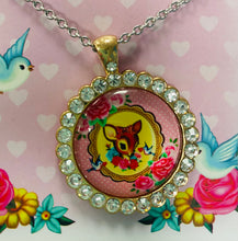 Load image into Gallery viewer, Mwclis gwyneb Bambi Kitsch a Bling / Kitsch Bling Bambi’s face  Necklace
