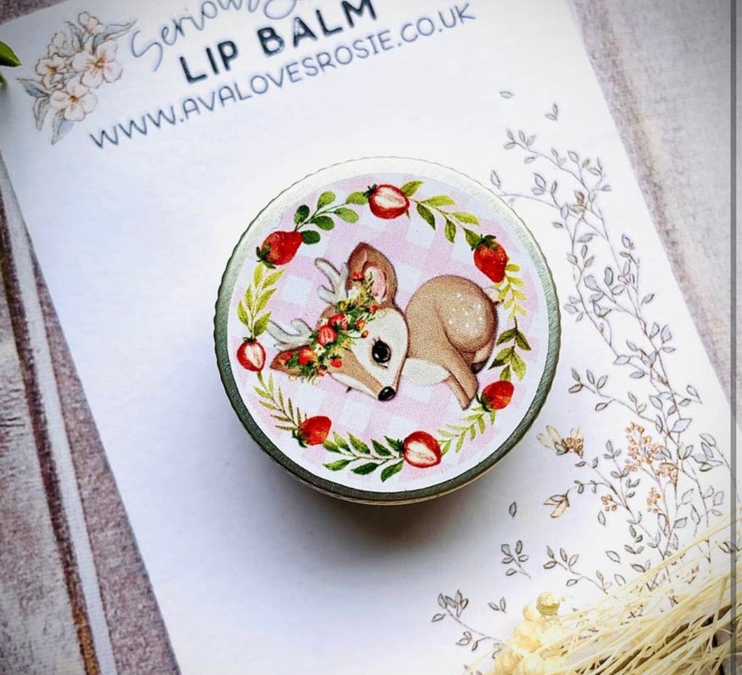 Tin Lip balm Mefus bychan ciwt / Cute little Strawberry Lip Baml tin