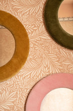 Load image into Gallery viewer, Drych Crwn Felfed Pinc Golau / Dusky Pink Round Velvet Mirror
